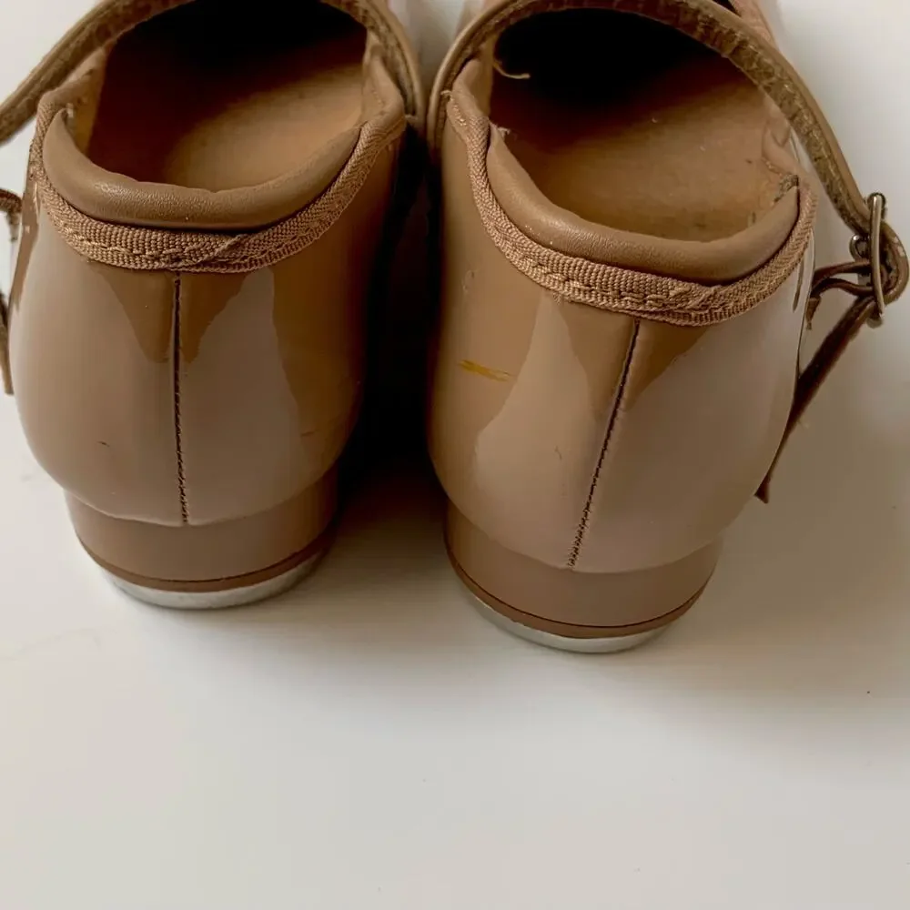 Weissman Patent Mary Jane Tap Dance Shoes Tan Caramel Girl's Size 1.5A M - Picture 8 of 9